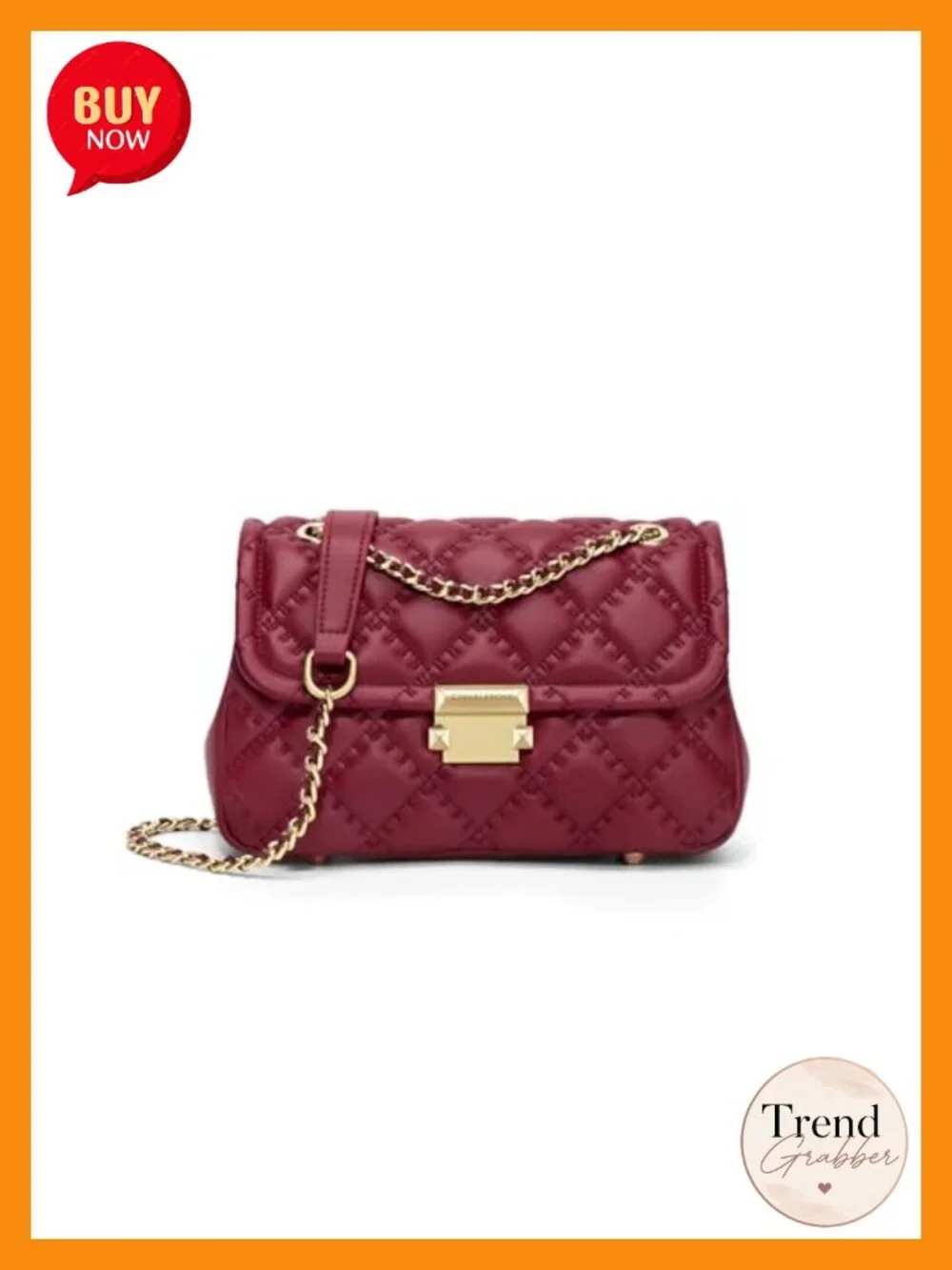 Quilted Faux Leather Crossbody Purse with Chain Strap
